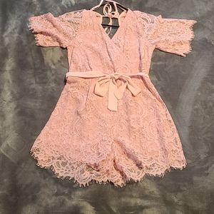 Pink Crochet Romper